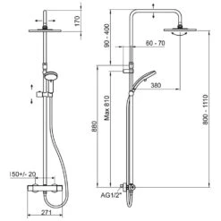 Kaja Style Thermostat-Regenbrausesystem Mit 3-Funktionshandbrause