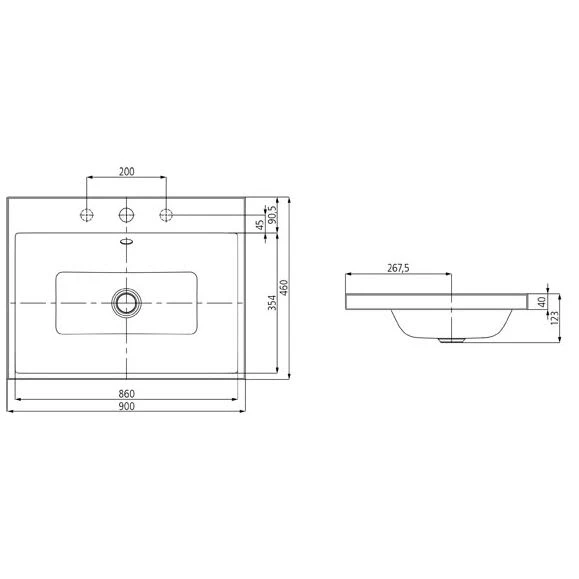 Kaldewei Puro Aufsatzwaschtisch 3155 Mit 3 Hahnlochbohrung, 90 Cm 5 Kaldewei Puro Aufsatzwaschtisch 3155 Mit 3 Hahnlochbohrung, 90 Cm – Bild 3