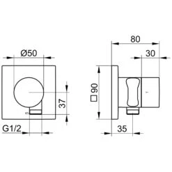 Keuco IXMO 2-Wege Ab- Und Umstellventil Mit Schlauchanschluss Und Brausehalter UP DN15 Eckig