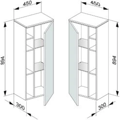 Keuco Edition 400 Mittelschrank 45 X 89,4 X 30 Cm, Anschlag Rechts