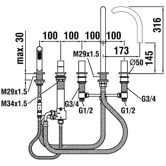 LAUFEN Kartell 5-Loch Wannenfüllkombination 6 LAUFEN Kartell 5-Loch Wannenfüllkombination – Bild 4