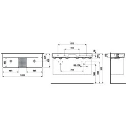 LAUFEN Val Doppelwaschtisch Unterbaufähig 120 X 40 Cm, Ohne Hahnloch, Mit Überlauf