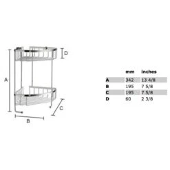 Side Eckduschkorb, Zweifach