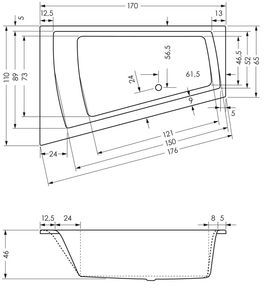 Steinkamp Life Eckbadewanne 170 X 110/65 Cm Ecke Links 4 Steinkamp Life Eckbadewanne 170 X 110/65 Cm Ecke Links – Bild 2