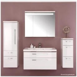 Puris Cool Line Mittelschrank 40 X 30 X 132 Cm Mit 1 Auszug, 1 Schubkasten Und 1 Tür, Anschlag Links, Griff 295