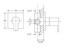 Treos Serie 193 3-Wege-Unterputz-Umsteller
