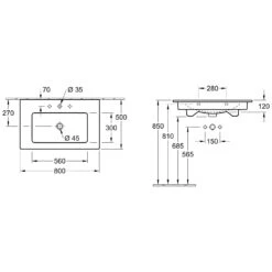 Villeroy & Boch Venticello Waschtisch-Kombination 80 Cm Mit 2 Auszügen, 1 Hahnloch Und 1 Überlauf -Badwelt Verkauf hersteller villeroy boch alle kollektionen venticello 3568751