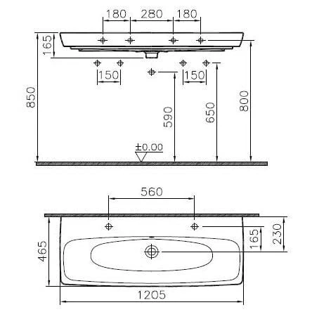 VitrA Metropole Doppel-Aufsatzwaschtisch 120 X 46 Cm Mit Überlauf 3 VitrA Metropole Doppel-Aufsatzwaschtisch 120 X 46 Cm Mit Überlauf