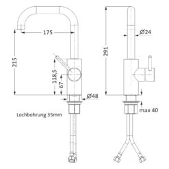 Herzbach DEEP BLACK Waschtisch Einlochbatterie M-Size