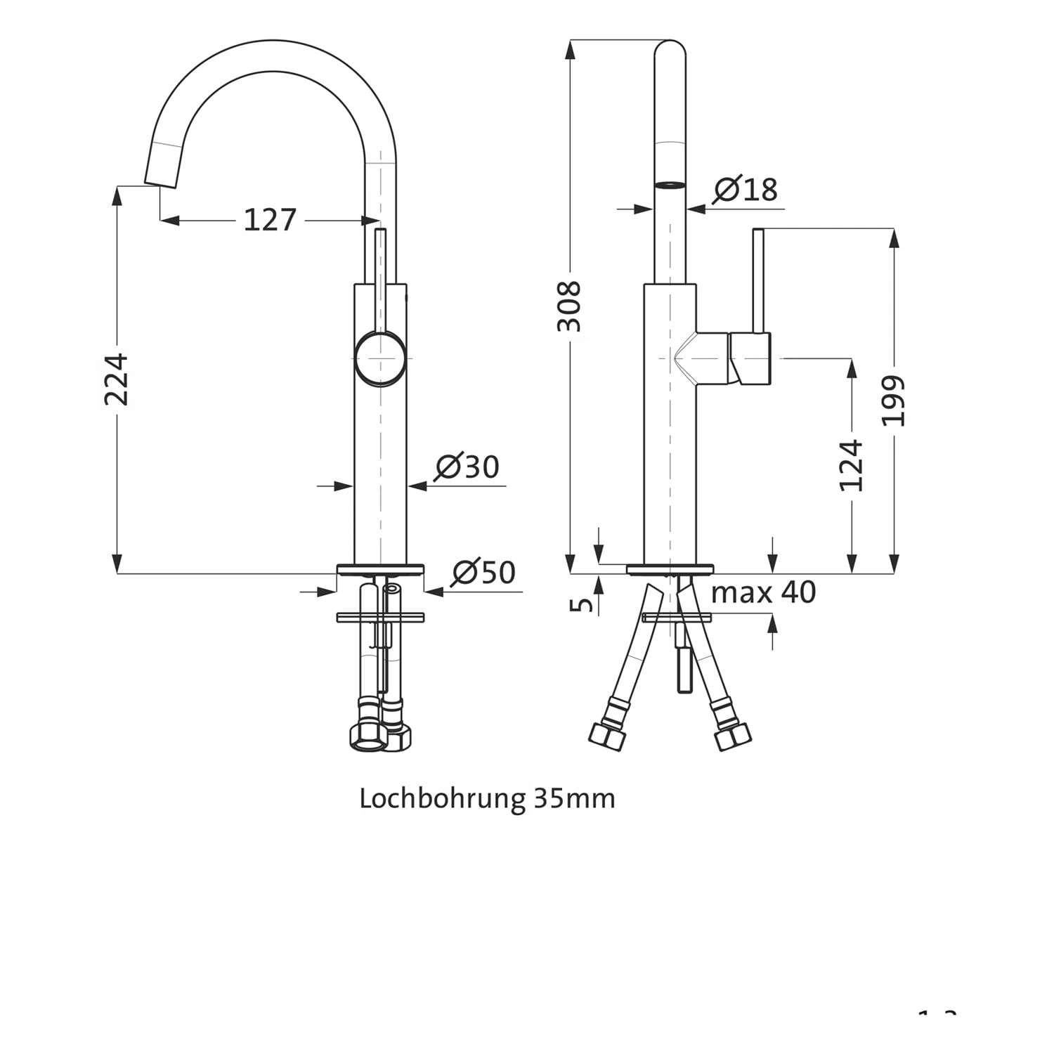 Herzbach DEEP BLACK Waschtisch-Einlochbatterie Slim L-Size Mit Erhöhtem Schaft 3 Herzbach DEEP BLACK Waschtisch-Einlochbatterie Slim L-Size Mit Erhöhtem Schaft