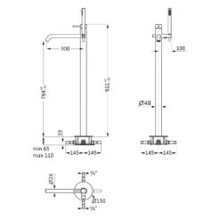 Herzbach DEEP WHITE Wanneneinlaufsäule