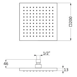 Herzbach DESIGN IX PVD COPPER STEEL Regenbrause Square 20 X 20 Cm
