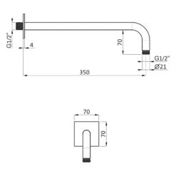 Herzbach LIVING SPA IX Wandarm 35 Cm Für Regenbrause Seven Square