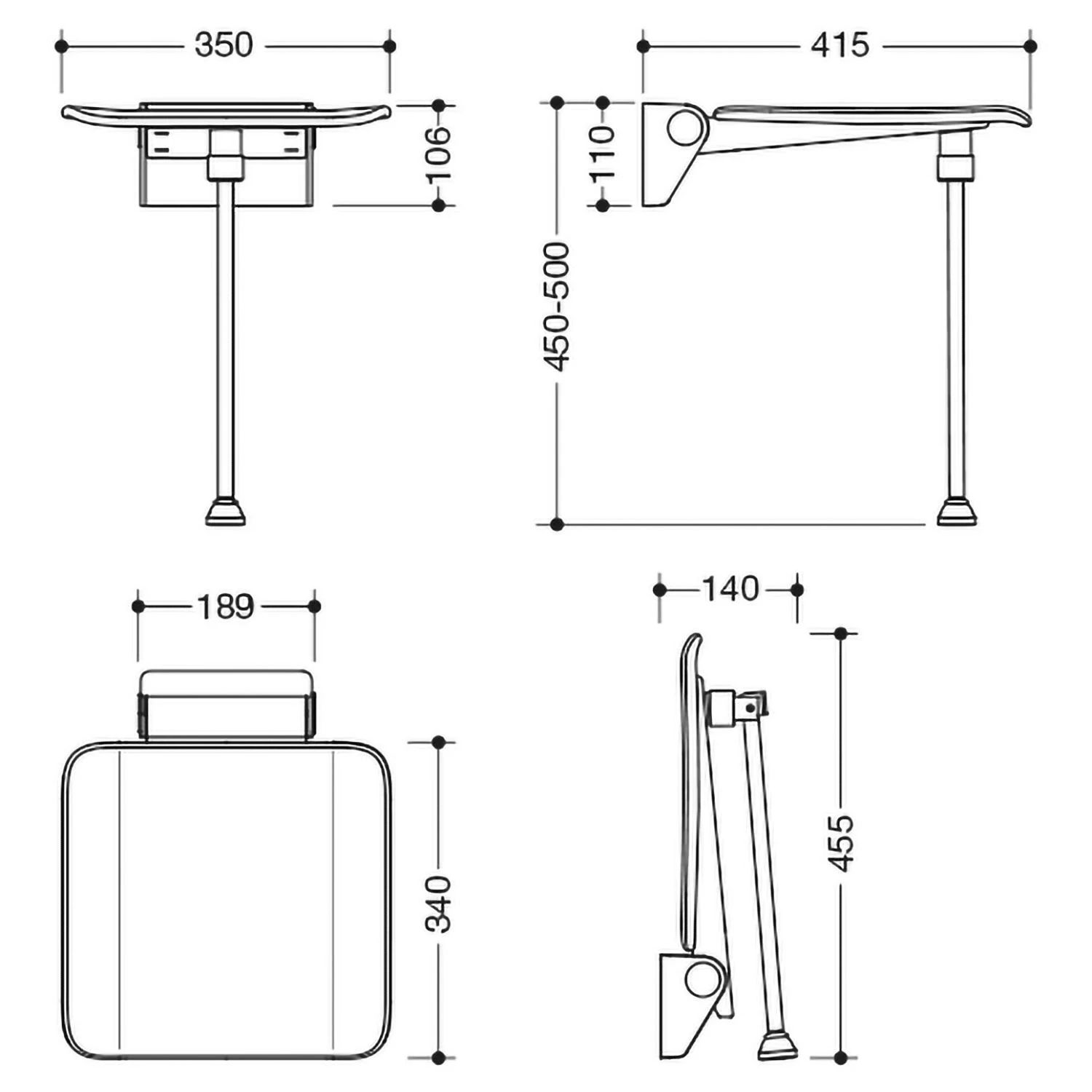 HEWI System 900 Klappsitz Mit Bodenstütze 4 HEWI System 900 Klappsitz Mit Bodenstütze – Bild 2