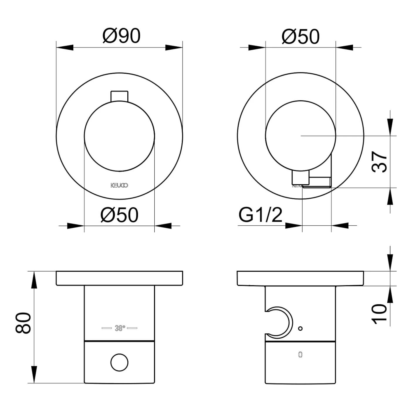 KEUCO Edition 400 Thermostatarmatur Set UP, 2-Wege Mit Schlauchanschluss Und Braushalter 4 KEUCO Edition 400 Thermostatarmatur Set UP, 2-Wege Mit Schlauchanschluss Und Braushalter – Bild 2