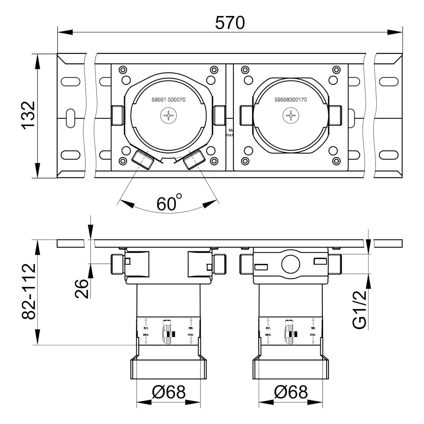Keuco Grundkörper-Set Für Einhebelmischer UP 2-Wege Mit Schlauchanschluss 3 Keuco Grundkörper-Set Für Einhebelmischer UP 2-Wege Mit Schlauchanschluss