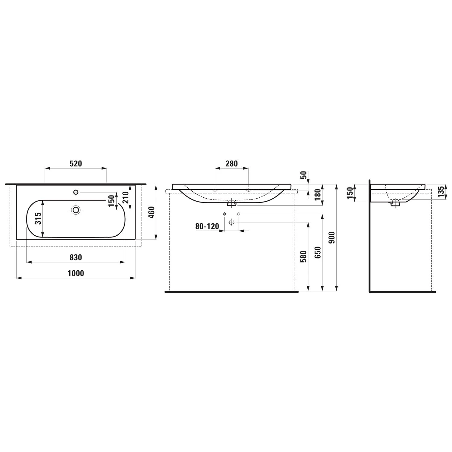 LAUFEN LUA Aufsatzwaschtisch 100 X 46 Cm 1 Hahnloch, Ohne Überlauf 3 LAUFEN LUA Aufsatzwaschtisch 100 X 46 Cm 1 Hahnloch, Ohne Überlauf