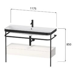 Duravit Happy D.2 Plus C-bonded Waschtisch Ohne Hahnloch, 117,5 X 49 Cm, Mit 1 Schubkasten, Mit Zusatzmodul "E"