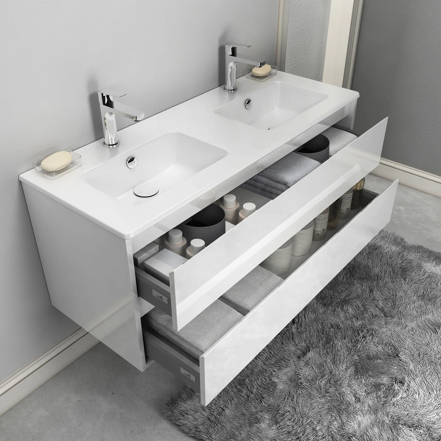 Loft Waschtisch Mit Unterschrank 120 Cm, 2 Auszüge 4 Loft Waschtisch Mit Unterschrank 120 Cm, 2 Auszüge – Bild 2