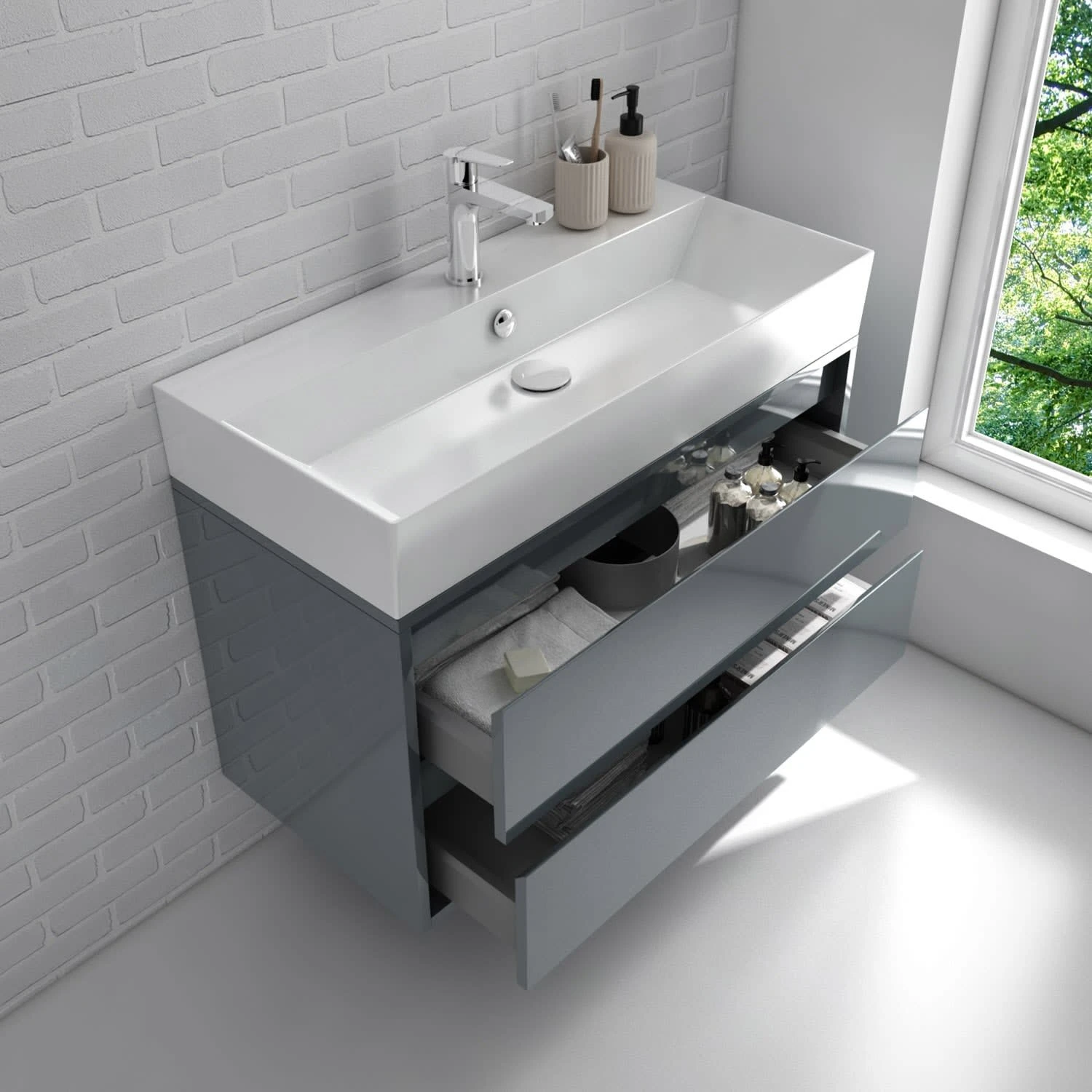 Pure 2.0 Waschtisch Mit Unterschrank 90 Cm Mit 2 Auszügen 4 Pure 2.0 Waschtisch Mit Unterschrank 90 Cm Mit 2 Auszügen – Bild 2