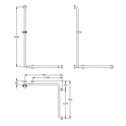 Silver Age System Duschhandlauf 75 X 75 X 120 Cm, Mit Brausestange Links 3 Silver Age System Duschhandlauf 75 X 75 X 120 Cm, Mit Brausestange Links