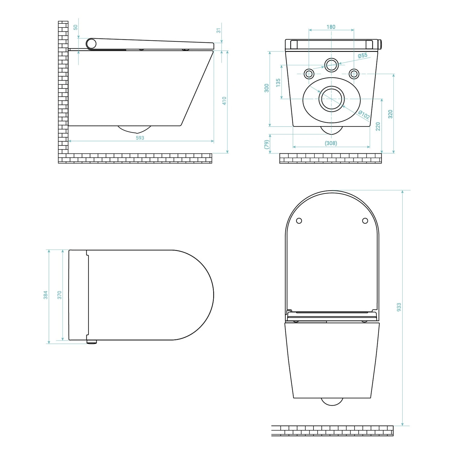 Memphis Dusch-WC Eco, Wandhängend 6 Memphis Dusch-WC Eco, Wandhängend – Bild 4