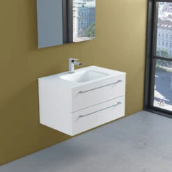 Neu eingetroffen -Badwelt Verkauf progettobagno capri 75 glaswaschtisch mit waschtischunterschrank 5750998