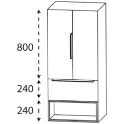 Puris Aspekt Mittelschrank 60 Cm Mit 2 Türen, 1 Einschubregal In Weiß Unten, 1 Auszug, Griff 339