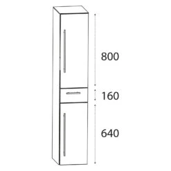Puris B • Cube Hochschrank 30 X 30 X 160 Cm Mit 1 Schubkasten Und 2 Türen, Anschlag Rechts