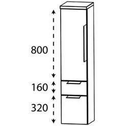 Puris Rounds Mittelschrank 40 X 30 X 130,8 Cm Mit 1 Auszug, 1 Schubkasten, 1 Tür, Anschlag Links, Griff 329