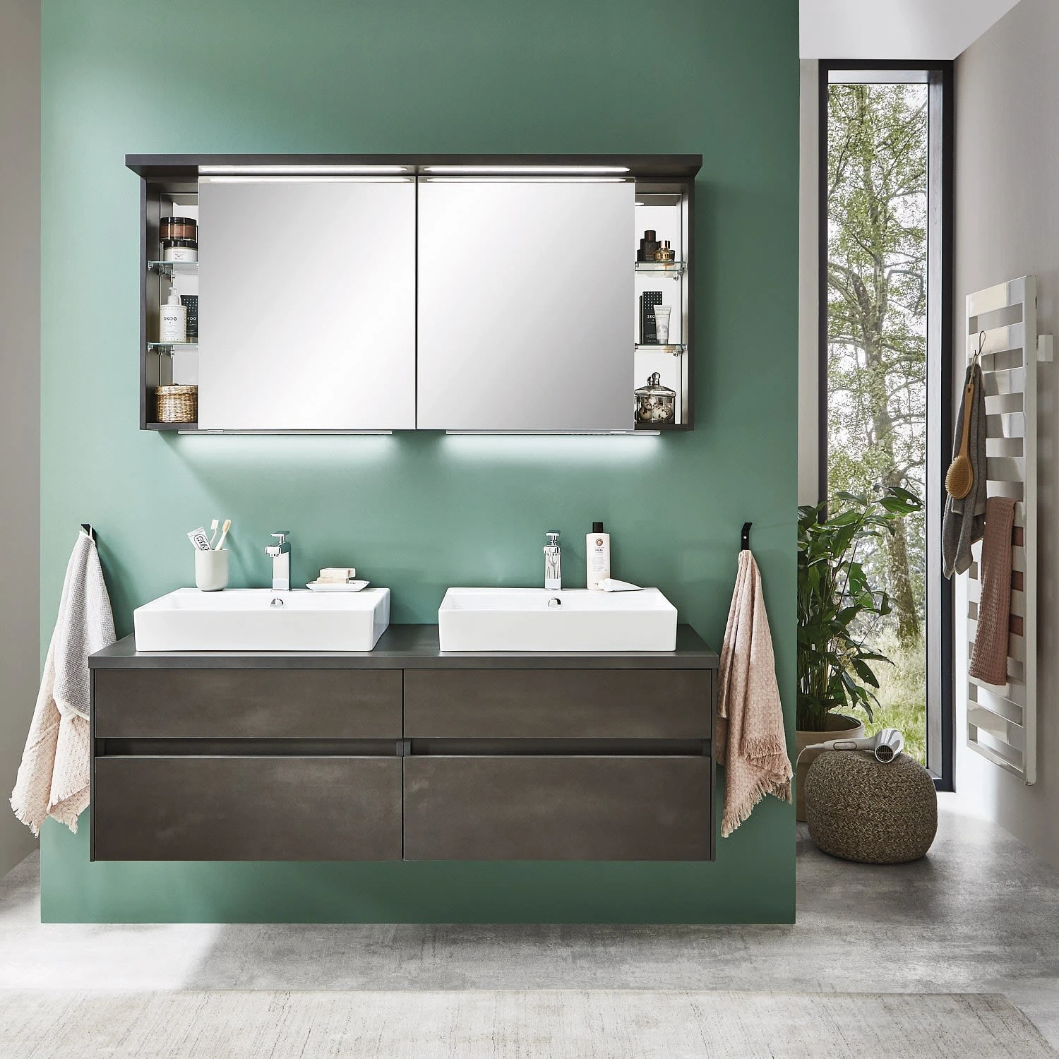 Puris Unique Spiegelschrank 140 X 15 X 66,8 Cm Mit Gesimsboden Inkl. LED Beleuchtung 3 Puris Unique Spiegelschrank 140 X 15 X 66,8 Cm Mit Gesimsboden Inkl. LED Beleuchtung