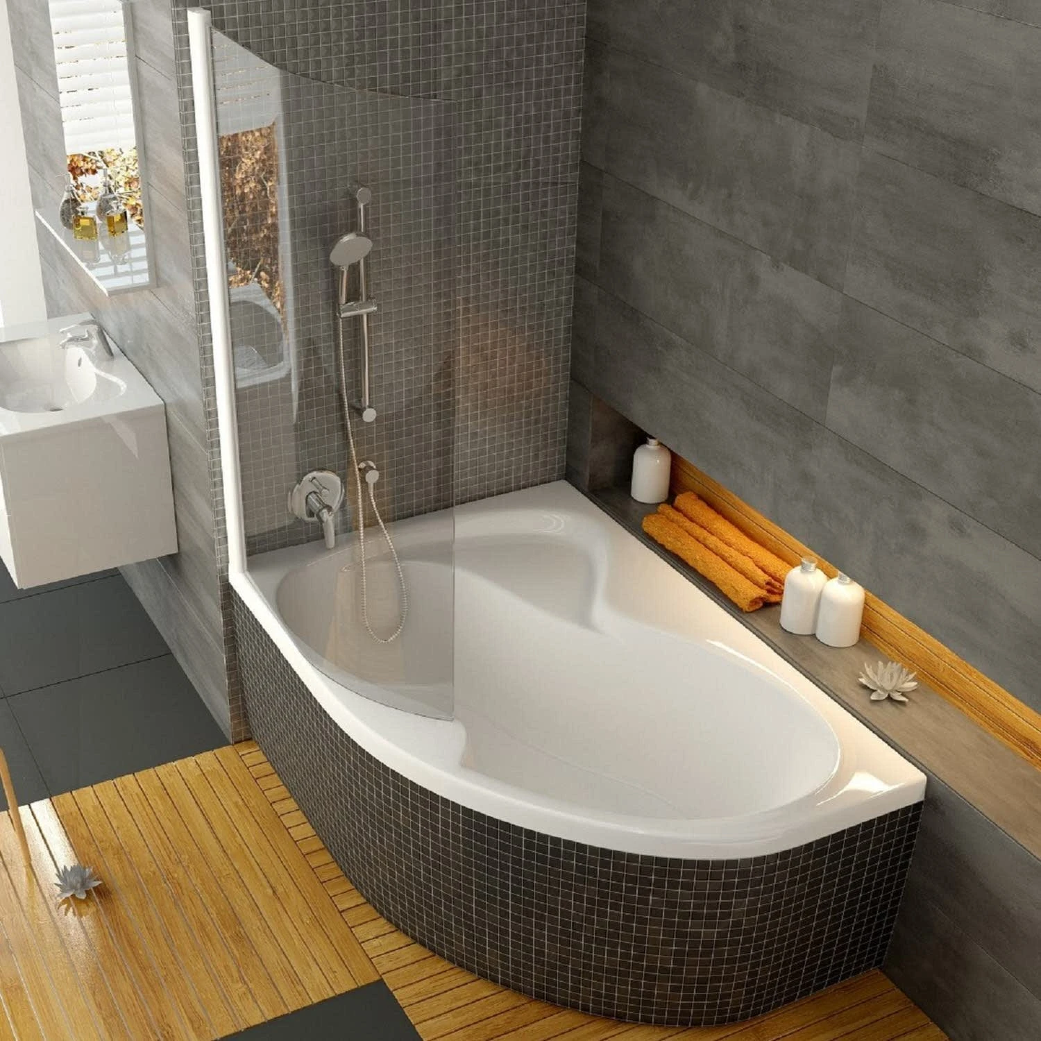 RAVAK Rosa II 160 X 105 Cm Eck-Badewanne Mit Duschbereich Links 5 RAVAK Rosa II 160 X 105 Cm Eck-Badewanne Mit Duschbereich Links – Bild 3