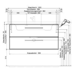Steinkamp Living 2.0 Waschtischunterschrank 95 Cm Mit Villeroy & Boch Subway 3.0 Waschtisch 100 Cm Ohne Hahnloch, Ohne Überlauf -Badwelt Verkauf steinkamp badmoebel living 2 villeroy boch 12325032