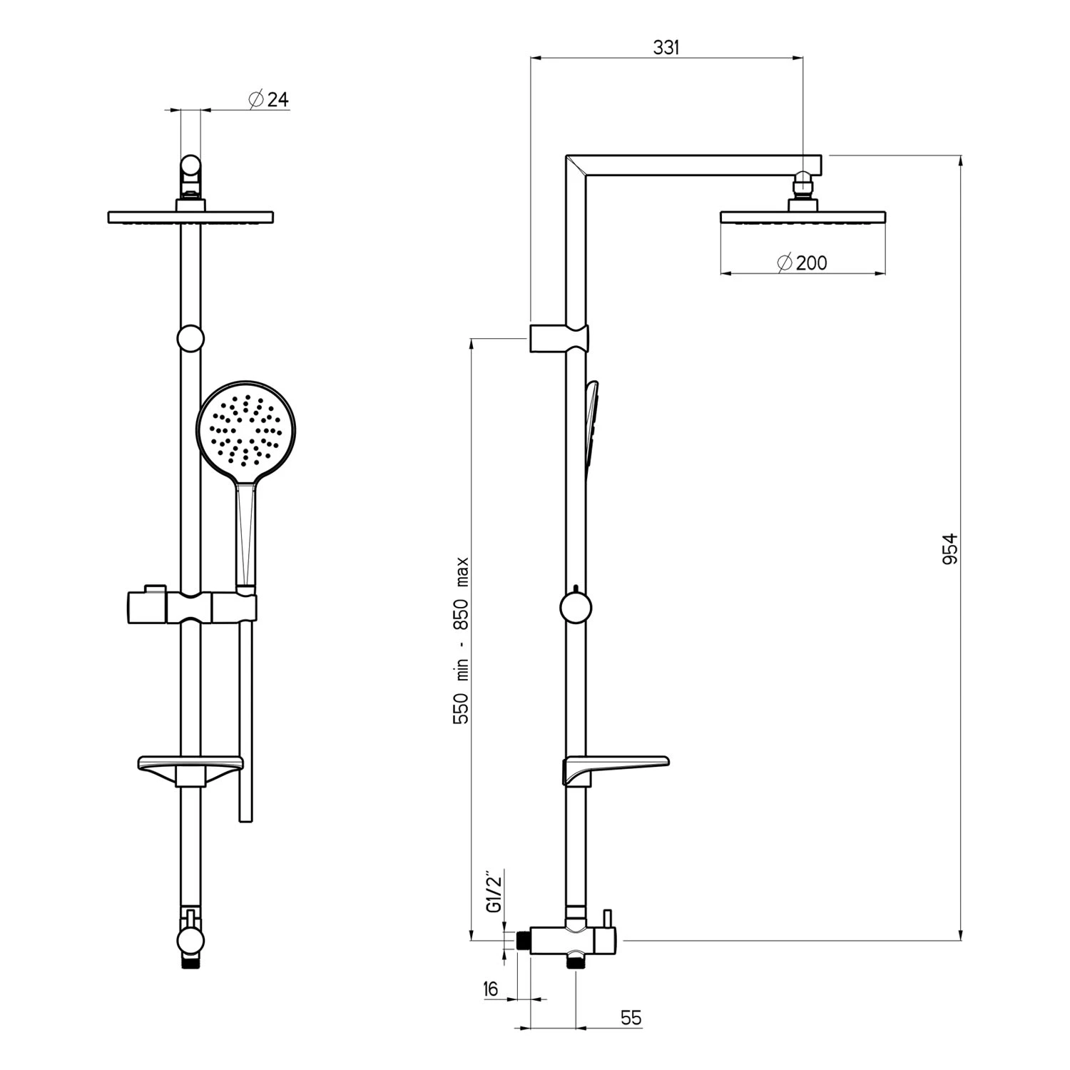 Sturotec Eco-Line 6 L/min Duschsystem Ohne Armatur, Mit Kopfbrause 20 Cm Rund 6 Sturotec Eco-Line 6 L/min Duschsystem Ohne Armatur, Mit Kopfbrause 20 Cm Rund – Bild 4