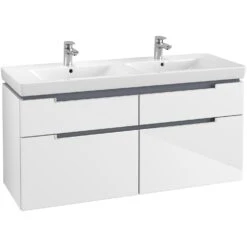 Villeroy & Boch Subway 2.0 Waschtischunterschrank XXL 128,7 Cm, Griffe Silberfarbig Matt, 4 Auszüge