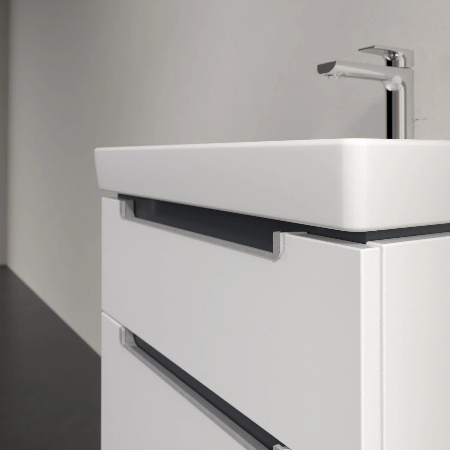 Villeroy & Boch Subway 2.0 Waschtischunterschrank XXL 58,7 Cm, Griffe Silberfarbig Matt, 2 Auszüge 7 Villeroy & Boch Subway 2.0 Waschtischunterschrank XXL 58,7 Cm, Griffe Silberfarbig Matt, 2 Auszüge – Bild 5