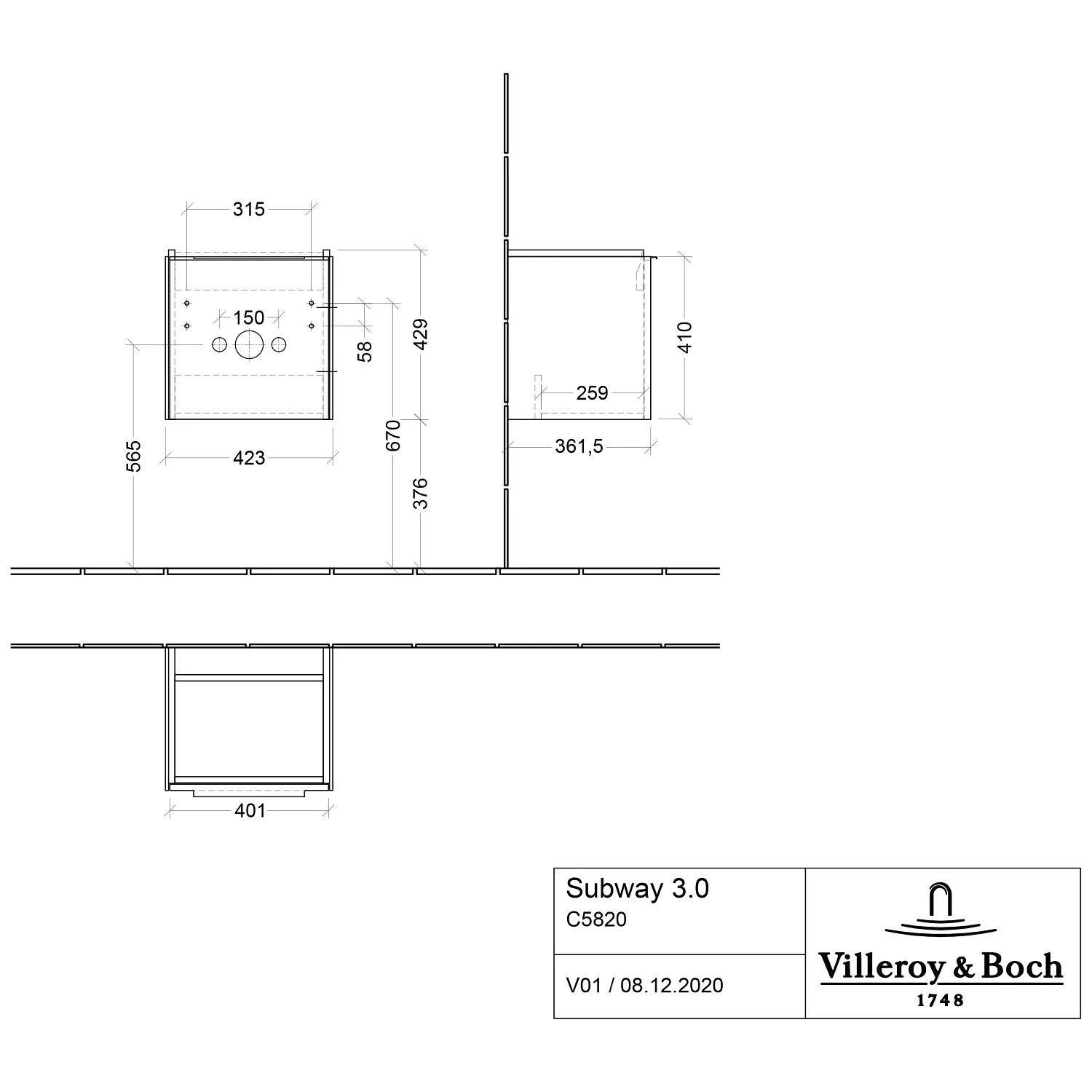Villeroy & Boch Subway 3.0 Badmöbel-Set 45 Cm, 1 Tür Anschlag Rechts 5 Villeroy & Boch Subway 3.0 Badmöbel-Set 45 Cm, 1 Tür Anschlag Rechts – Bild 3
