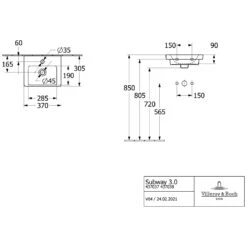Villeroy & Boch Subway 3.0 Badmöbel-Set 37 Cm, Griff Volcano Black, 1 Tür Anschlag Rechts -Badwelt Verkauf villeroy boch alle kollektionen subway 3 10417973