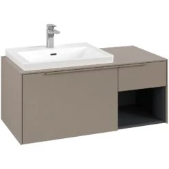 Villeroy & Boch Subway 3.0 Waschtischunterschrank 100,1 Cm, 2 AuszĂĽge + Regal Rechts, Griffe Monochrom, Ohne LED-Licht