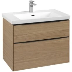 Villeroy & Boch Subway 3.0 Waschtischunterschrank 77,2 Cm, 2 AuszĂĽge, Griffe Volcano Black, Ohne LED-Licht