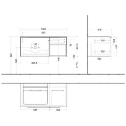 Villeroy & Boch Subway 3.0 Waschtischunterschrank 100,1 Cm, 2 Auszüge + Regal Rechts, Griffe Glänzend, Ohne LED-Licht -Badwelt Verkauf villeroy boch alle kollektionen subway 3 4529459